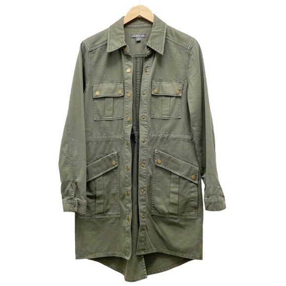 Level 99 Utility Long Anorak Jacket Barn Coat Cactus Green Women's Size Medium - Picture 3 of 12